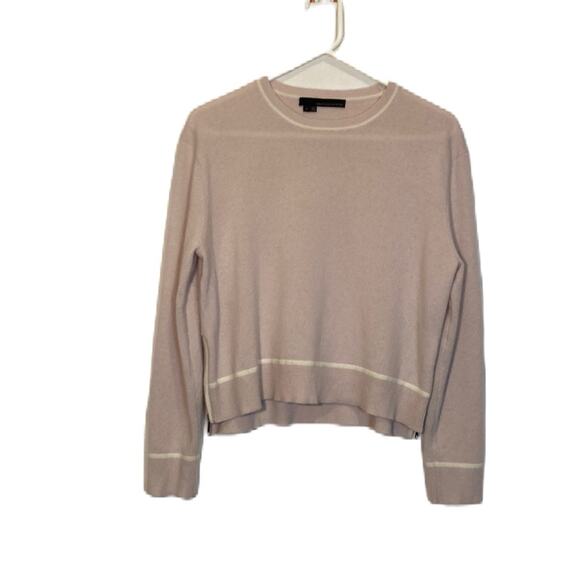 360 Cashmere SHANAOA Pastel Pink  Zipper Detail Crewneck Cashmere Sweater Size S - Picture 1 of 10